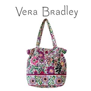 Vera Bradley Quick Draw Bucket Bag in Retired Pink Multi Viva la Vera Print